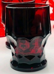 Vintage Georgian Ruby Red Honeycomb Glass Tumblers Set of 6 Drinking Glasses