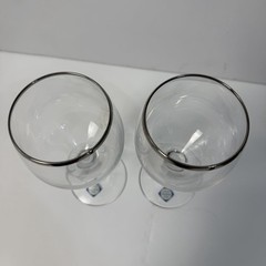 (2) Lenox Weatherly Crystal Wine Glasses with Platinum Rim 7″ Tall NICE