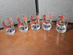 1977 Set of 5 New Orleans Jazz Trio Old Fashioned Drink Tumblers Leo Meiersdorff