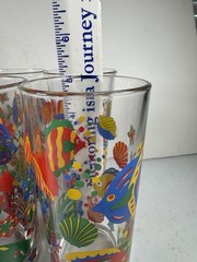 VTG Libbey Tropical Fish Juice Glasses Colorful 8oz each Set Of Six