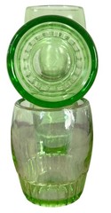 Uranium Rocks Glasses Green Depression Tumblers Federal Georgian Set 4