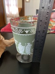 WEDGEWOOD JASPERWARE Helenic stemmed barware SET 8 vtg collectable GREEN 8 Oz