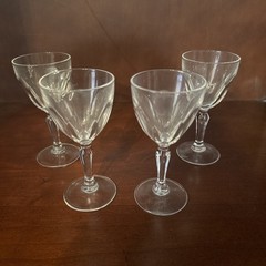 Set of 4 Vintage Crystal Liquor Sherry Glasses – Hand Cut Pattern – No Marks