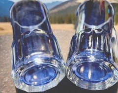 VINTAGE LIBBEY CRISA Clear Glass Bottom Panel Octagon Set Of 2