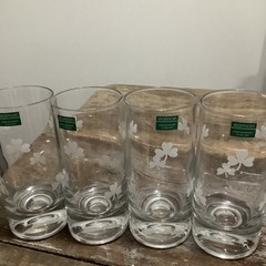 4 Eamon Ireland Glass Shamrock Etched 6” Water Glasses NEW WITH TAGS NWT IRISH