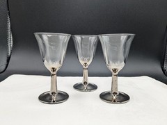 Vintage Set of 3 Silver Ombre Cordial Shot Glasses 3.5” Made In France