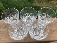 Brierley Bruce Wines England 5” 6 oz Set of 5 English Fine Cut Glass Signed VTG