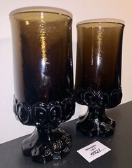 2 Tiffin Franciscan Madeira Brown Glass Goblets Vintage 1970’s