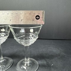 Two Vintage Federal Petite Coupe Cordial Stemware Glasses Brandy MCM 4 1/2 Inch