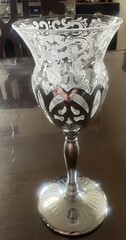 Vintage 40’s Farber Bros. NY Cambridge Chantilly Etched Chrome Cocktail Glass
