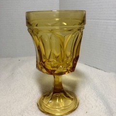 Vintage Anchor Hocking Fairfield Amber Wine Stem Goblet Beautiful