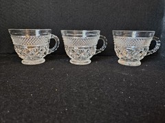Set of 3 Anchor Hocking Wexford Diamond Pattern Punch, Coffee, or Tea Cups