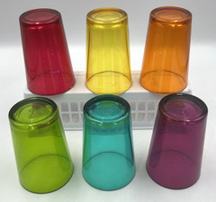 6 Paşabahçe Palaks Jewel Tone Multicolor Tumbler Set 6 oz Turkey Vintage 60s
