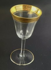 4 TIFFIN FRANCISCAN Cordial/Sherry Glasses w/Gold Rambler Rose Relief Bands Set