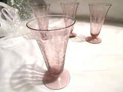 Rare Fostoria Vernon Lavender / Orchid 5 1/4 inch Iced Tea Goblet Set of 4