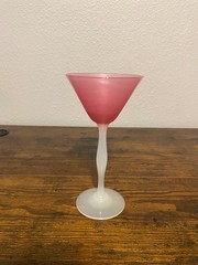 ANTIQUE STEUEBN Rosaline & Alabaster Martini/Champagne/Wine Glass 6 7/8″H