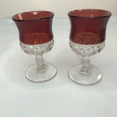 2 Vintage Kings Crown Ruby Red Thumbprint (Souvenir of Kansas City, Mo