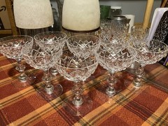 Set Of 8 Antique 1930s Depression Era “Waterford Donegal” Crystal Glasses