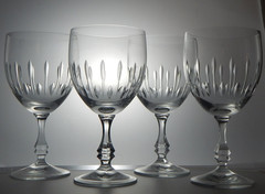 Vintage Cut Crystal Wine Glasses, Set of 4 Elegant Pattern GORGEOUS 6.75″