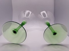 Rare Vintage Tiffin 14187 Green Spiral Optic Uranium Champagne Sherbet Glasses