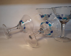 4 Mid Century Modern Art Glass Martini Glasses