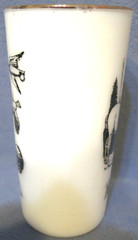 Vintage Hazel Atlas Wisconsin Souvenir Milk Glass Tumbler Retro Graphics 5″ T