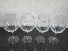 Pier 1 Clear Crackle Red Wine Glasses Angled Slant Rim Goblets Set of 4