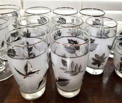 Libbey Safe Edge Silver Foliage 37 Piece Set of GLASSES AND BOWLS