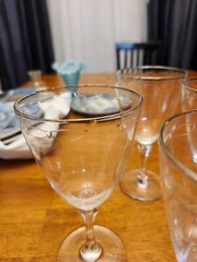 X6 etched rare Vintage Lenox Montclair Wine Glasses/Goblets platinum Trim.