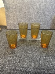 4~Vtg~Vereco France~Amber Glass~8 oz/4-3/4″~Water Glasses~MCM