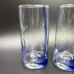 LIBBEY Crisa Blue Ribbon Dimpled Twist Swirl 6″ Glasses 16 Oz EUC, SET OF 2