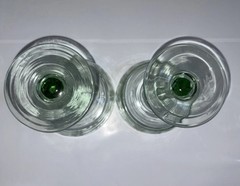 2 Bobby Flay Blown Etched Flower Margarita Glasses Green Tint Food Network