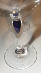 Courvoisier Cobalt Blue Teardrop Stem Crystal Glasses 6.5″ Etched Bottom