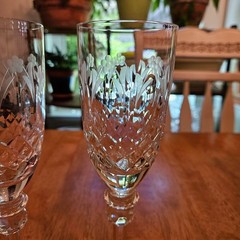 2 Rogaska Queen Cut Crystal Fluted Champagne Glasses ~ 8.25 in Tall