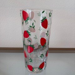 Fig & Fern Strawberry Highball Drinking Glasses Set of 2 Chic Summer Barware New