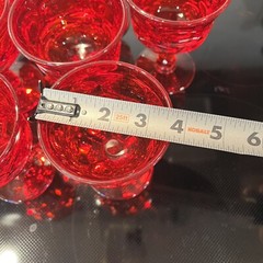 8 Vintage Fostoria Argus Ruby Red 5″ Champagne Dessert Goblets Stemware