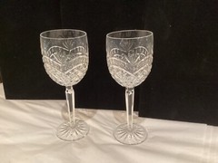 RARE PAIR OF AUTHENTIC SIGNED WATERFORD ARTISAN COLLECTION WATER GOBLETS NO RES