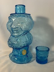 Vintage Blue Tiara Indiana Glass Whiskey or Tumble Up Decanter ~ With Box Exc.