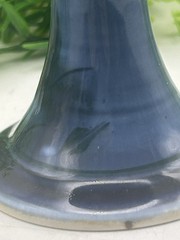 Vintage Water Or Wine Goblet. 2005. Blue Drip Glaze With Vines And Leaves.