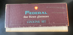 Vintage Federal Glass Sportsman Cocktail Set S-117 Game Birds 4 Glasses & Box MC