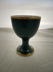Fitz & Floyd Vintage 1978 Renaissance Dark Green China Goblet Cup Gold Tone Trim