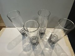 Art Glass Set of 4 String Art 3D Cocktail Highball Glasses 8»