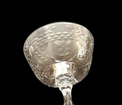 Set of 2 Antique Heisey Etched Stem 3416 Champagne Glass Tall Sherbet 6-1/8” T