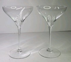Pair Of Riedel Vitis Art Martini Glasses Rare Discontinued 8.75″ Crystal Set 2
