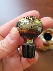 Nice Purple Dugan Carnival Glass Vintage Pattern Perfume Bottle w Stopper