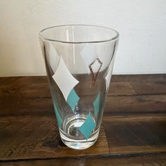 One 5.25″ ATOMIC DIAMOND MCM DRINKING GLASSES TURQUOISE WHITE GOLD NICE!!!