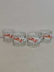 Vintage 4 Sango Silent Night Beverage/Juice Glass Barware Christmas Winter 8 oz