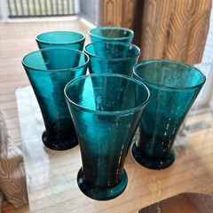 Royal Leerdam Williamsburg CW5T Blenko Emerald Ice Tea Glasses (6) Rare NOTE