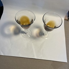Pair Of Vintage Amber To Clear Gradient Wine Glasses With Bubble Stems