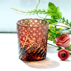 Japanese Edo Kiriko glass rock sharp vintage whiskey cocktail drinking glass 9oz